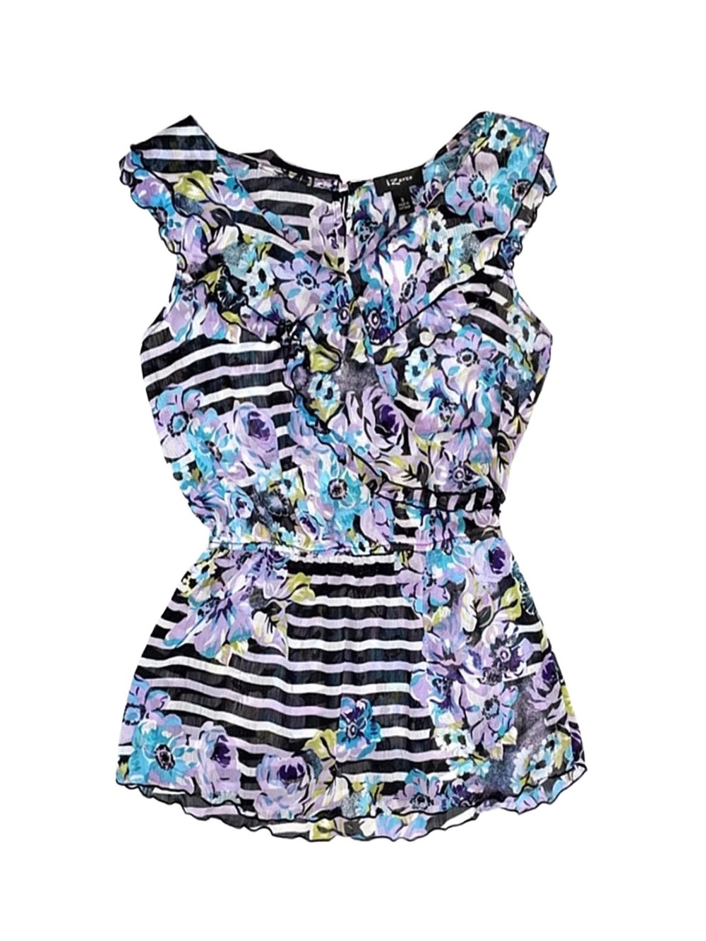 IZ BYER Women's Sleeveless Ruffled Top Small